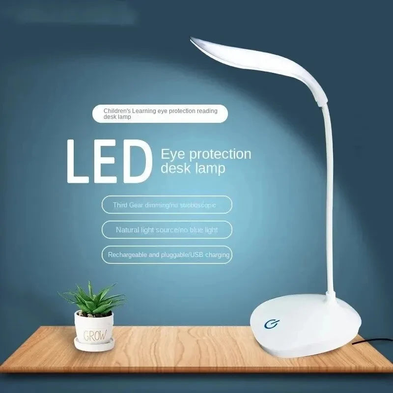 Lampe LED de lecture à chargement USB pour dortoir, protection des yeux, perles, variateur tactile à trois vitesses
