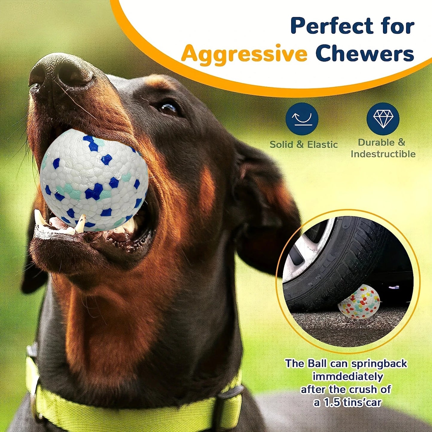 1 jouet pour chien, balle d'entraînement durable, jouet pour broyer les dents, fournitures interactives pour chien, accessoire interactif à mâcher pour animaux de compagnie