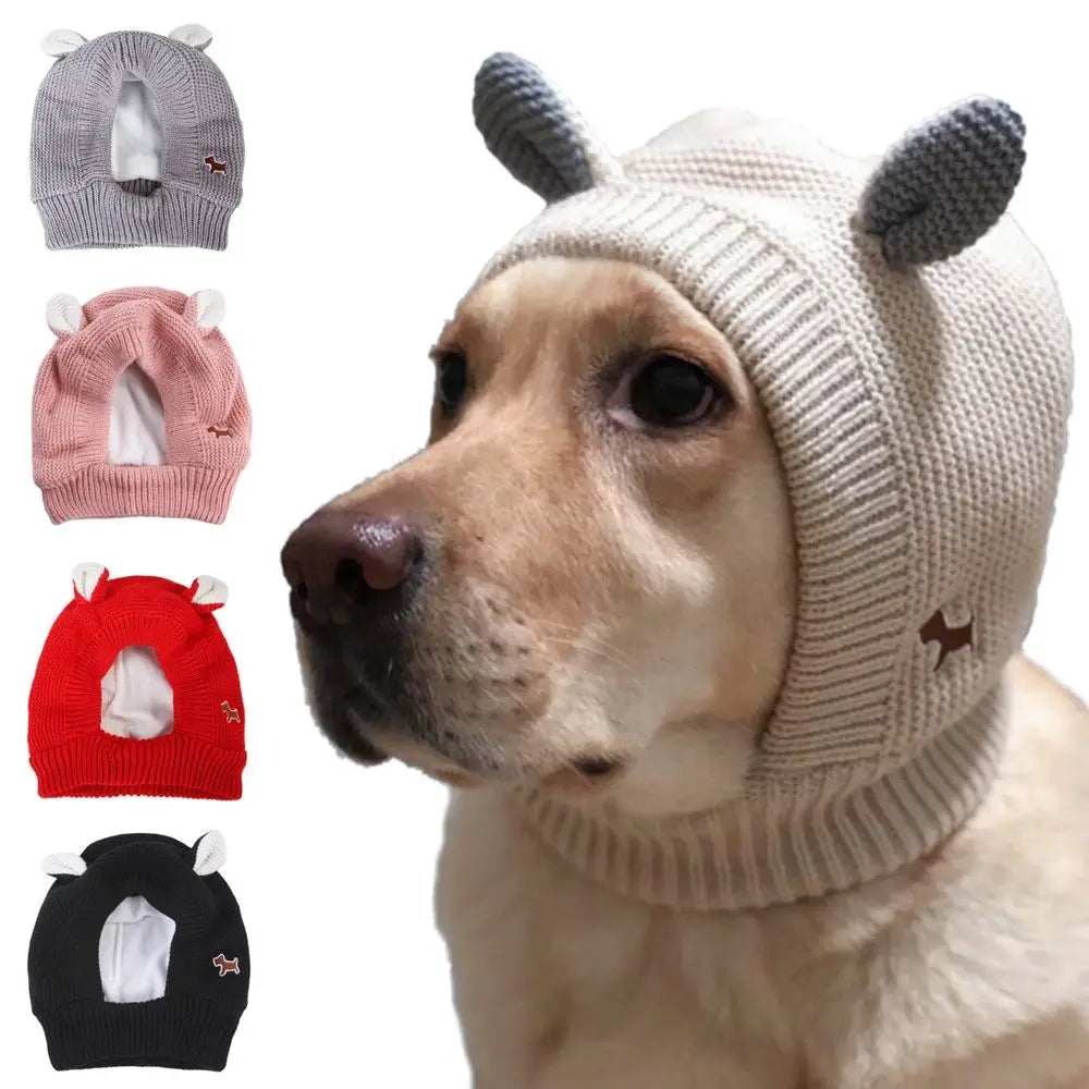 Cache-oreilles pour chiens, protection contre le bruit, bonnet tricoté, anti-anxiété, chaud pour l'hiver, pour chiens de taille moyenne et grande. Nouveau