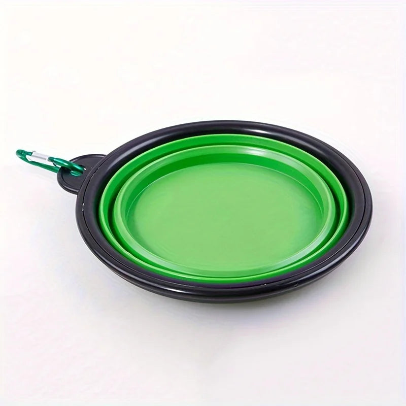 350ML Folding Black Frame Bowl with Keychain Pet Bowl Portable Travel Bowl Convenient Cat Bowl Not Easy to Deform Folding Bowl