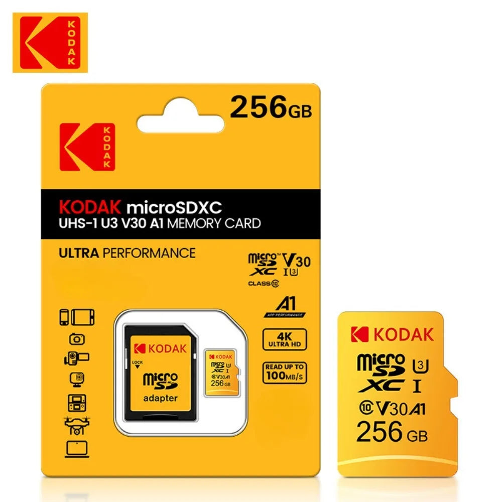 Kodak 32GB-256GB Micro SD Memory Card - High Speed Class 10 U3 UHS-I for Smartphones, Digital Cameras, Tablets and Drones