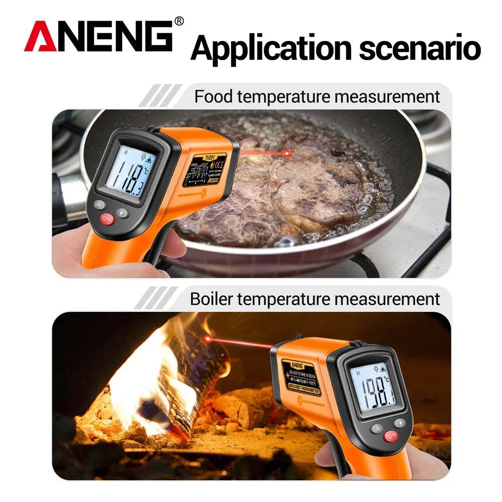 ANENG Digital Infrared Measuring Gun High Sensitivity Hygrometer Backlight Screen Laser Positioning NonContact Temperat TH201