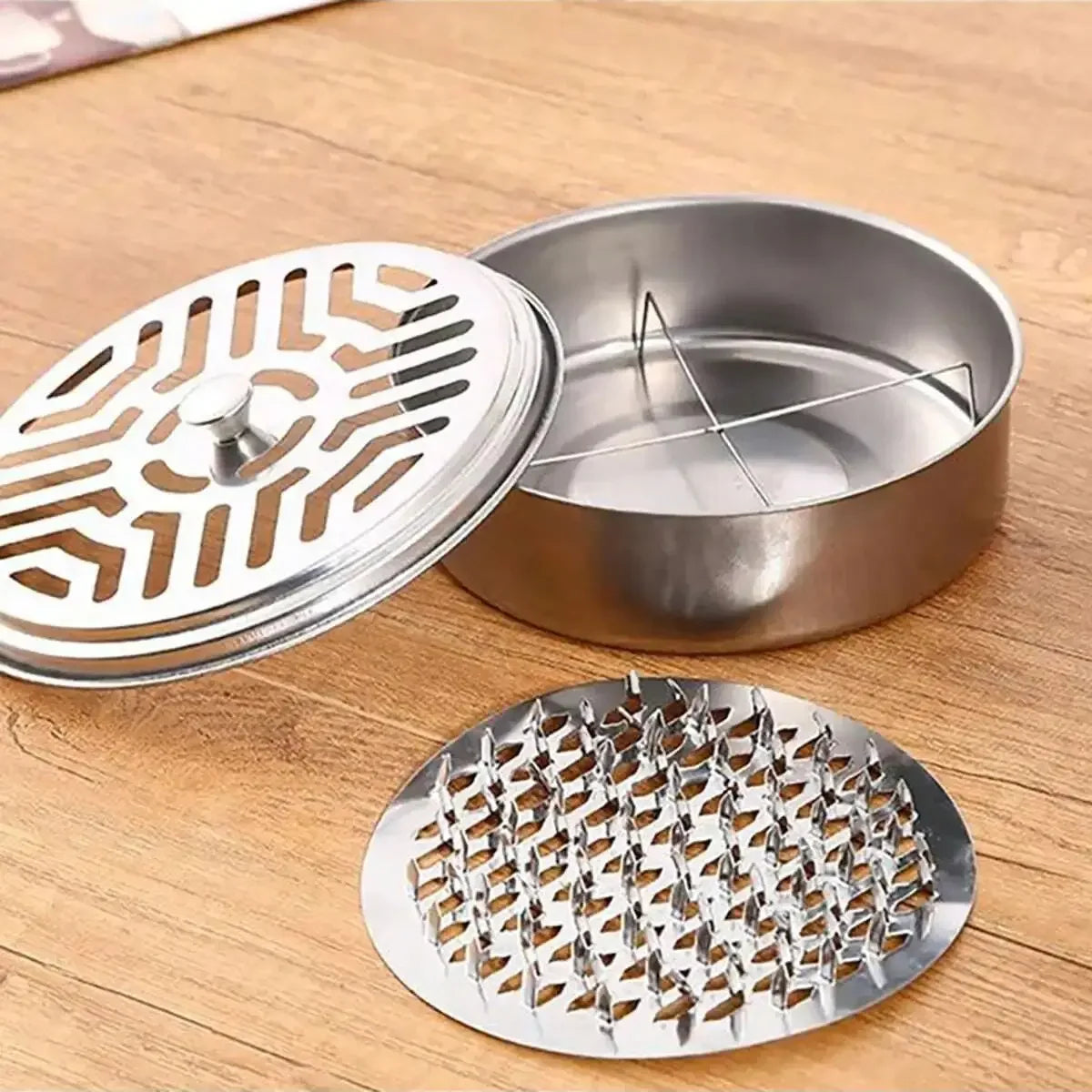 Stainless Steel Mosquito Coil Tray With Cover Large Portable Mosquito Coil Holder Box Mosquito Incense Coil Home Office Camping