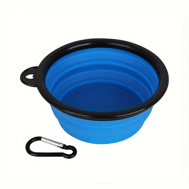 350ML Folding Black Frame Bowl with Keychain Pet Bowl Portable Travel Bowl Convenient Cat Bowl Not Easy to Deform Folding Bowl