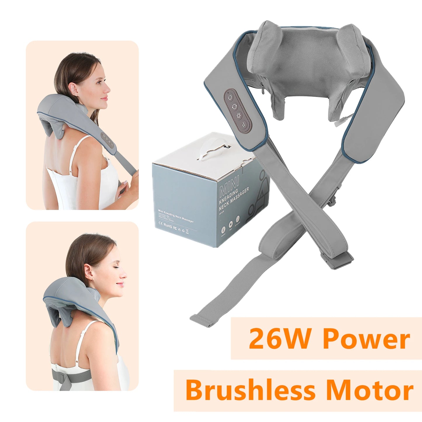 Neck and Shoulder Massage Shawl Heating Kneading 6D Massage Head Deep Massage and Muscle Relaxation Adjustable Wearable Massager
