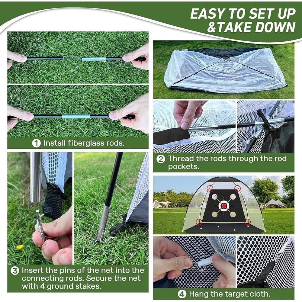 Filet d'entraînement de golf avec tapis d'aide à la frappe. Haute densité Durable, Sac de transport, Intérieur, Extérieur