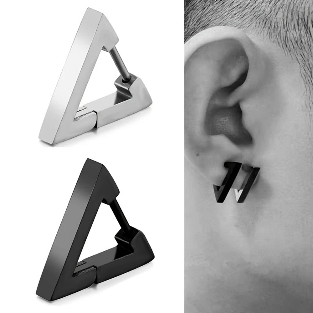 1 paire de boucles d'oreilles triangulaires punk . Acier inox
