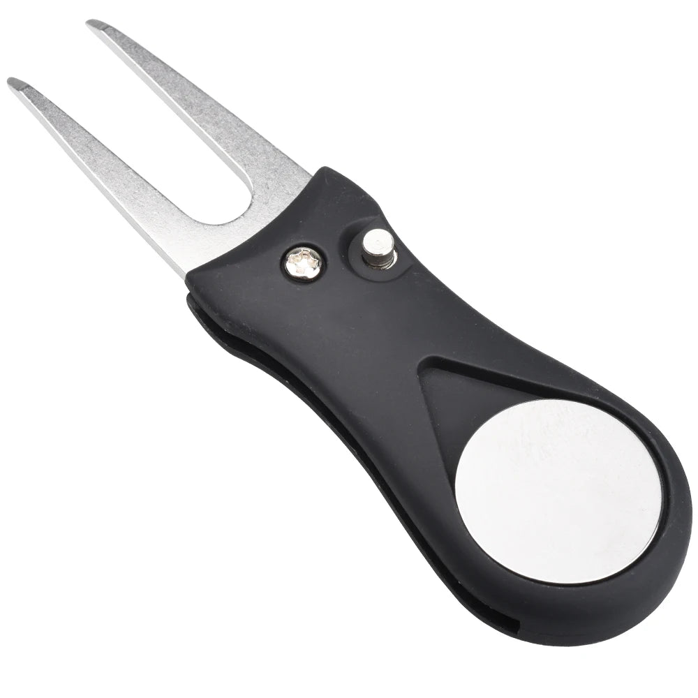 1PC Golf Divot Repair Tool With Ball Marker Pitch Mark Fork Golf Pitchfork Golf Accessories Foldable Divot Repair Tool