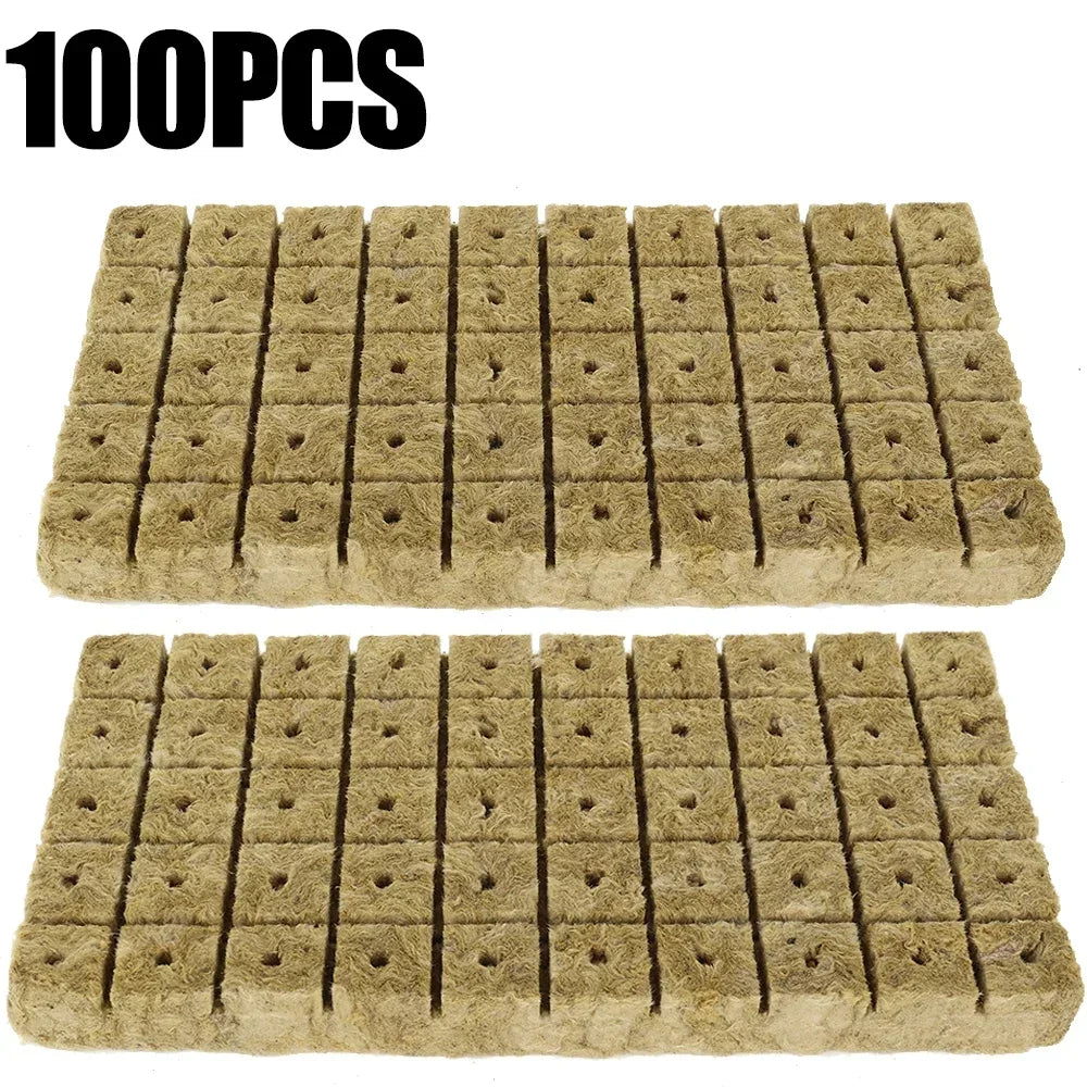 50/100x Stonewool Hydroponic Grow Media Cubes Garden Seedling Block Water Cultivation Seed Sowing Germination Culture Substrate