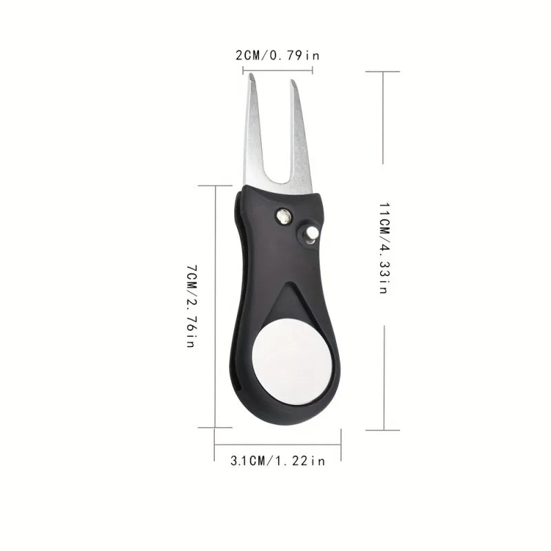 1PC Golf Divot Repair Tool With Ball Marker Pitch Mark Fork Golf Pitchfork Golf Accessories Foldable Divot Repair Tool