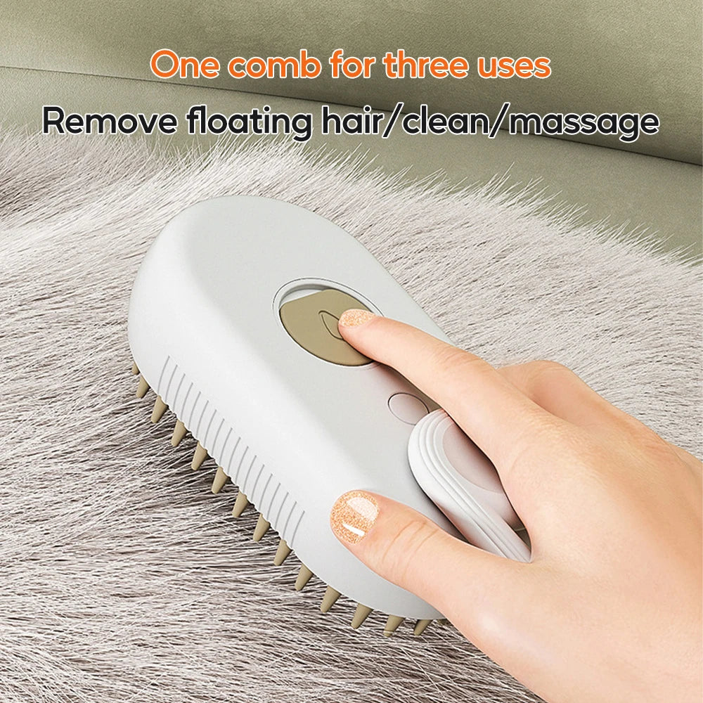 Brosse à vapeur électrique 3 en 1 pour animaux de compagnie, nettoyage pour chats et chiens, spray de massage, peigne de toilettage, poignée rétractable, épilation des poils d'animaux, BeautyBrush