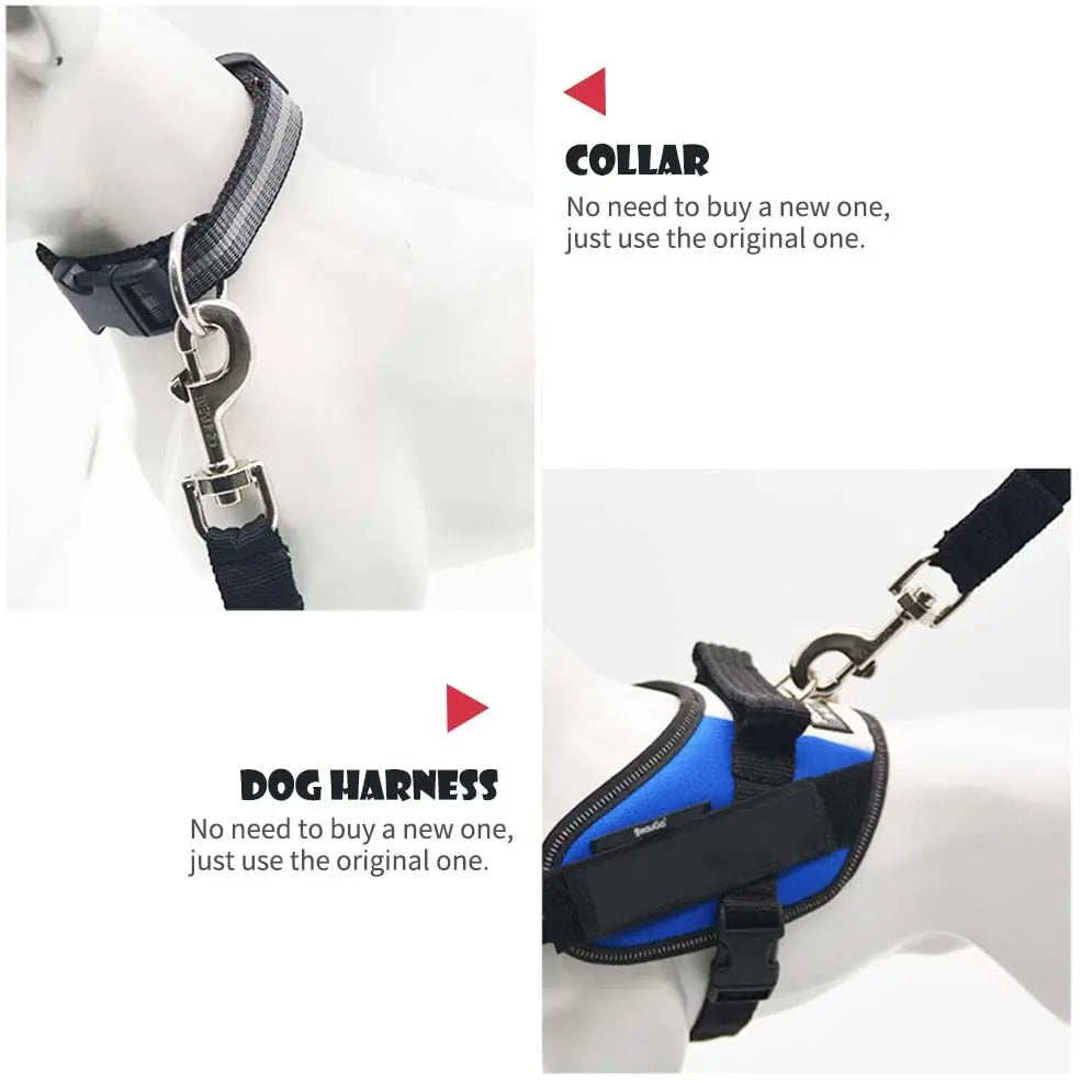 Ceinture de sécurité réglable pour chien et chat, harnais pour véhicule, clip de sécurité, levier de traction, colliers pour chien, accessoires pour chien