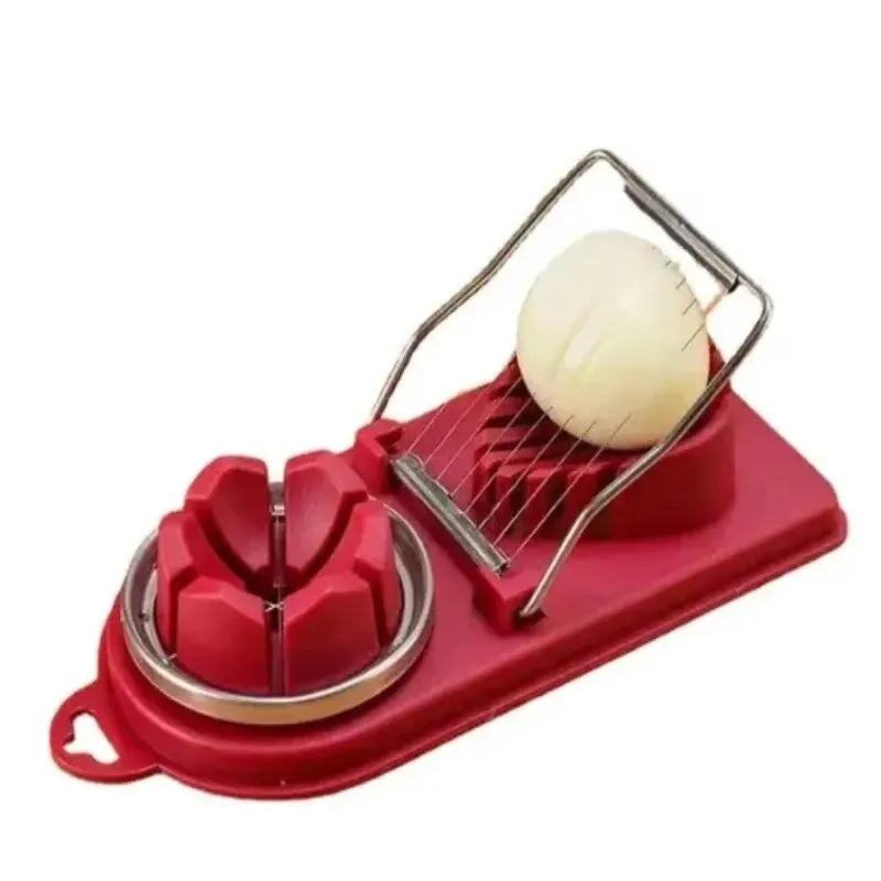 2-in-1 Multi-Function Egg Slicer Preserved Egg Fruit Cutter Modern Kitchen Gadget Tool Durable Metal Plastic Easy Slice