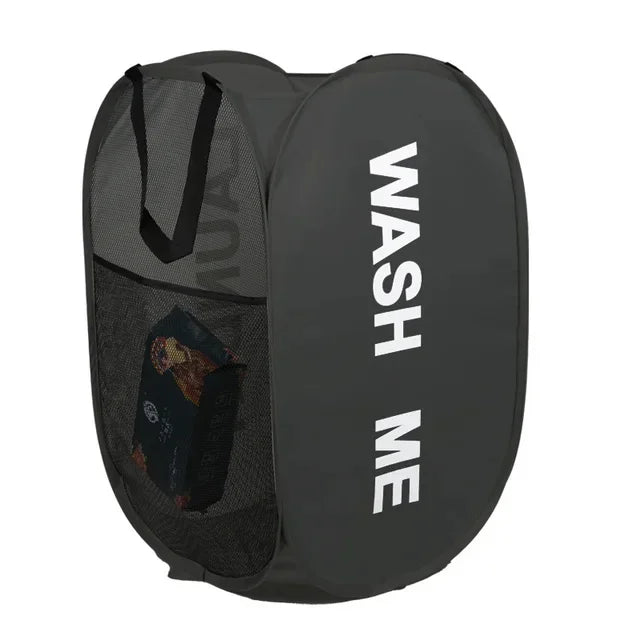Portable Mesh Pop Up Laundry Hamper Wide Opening Breathable Collapsible Space-Saving Laundry Basket Dorm Travel Bathroom Items