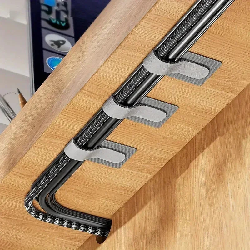 Lot de 5 organiseurs de câbles réutilisables, enrouleurs de câbles de bureau, organiseurs de serre-câbles auto-adhésifs, supports de cordons, sangles de protection de cordons