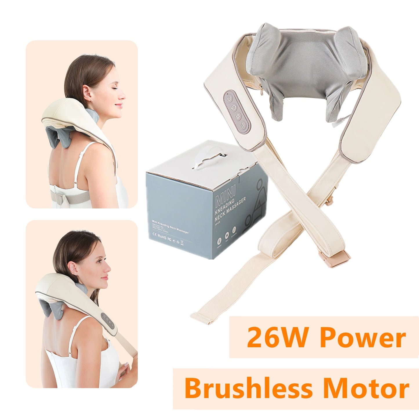 Neck and Shoulder Massage Shawl Heating Kneading 6D Massage Head Deep Massage and Muscle Relaxation Adjustable Wearable Massager