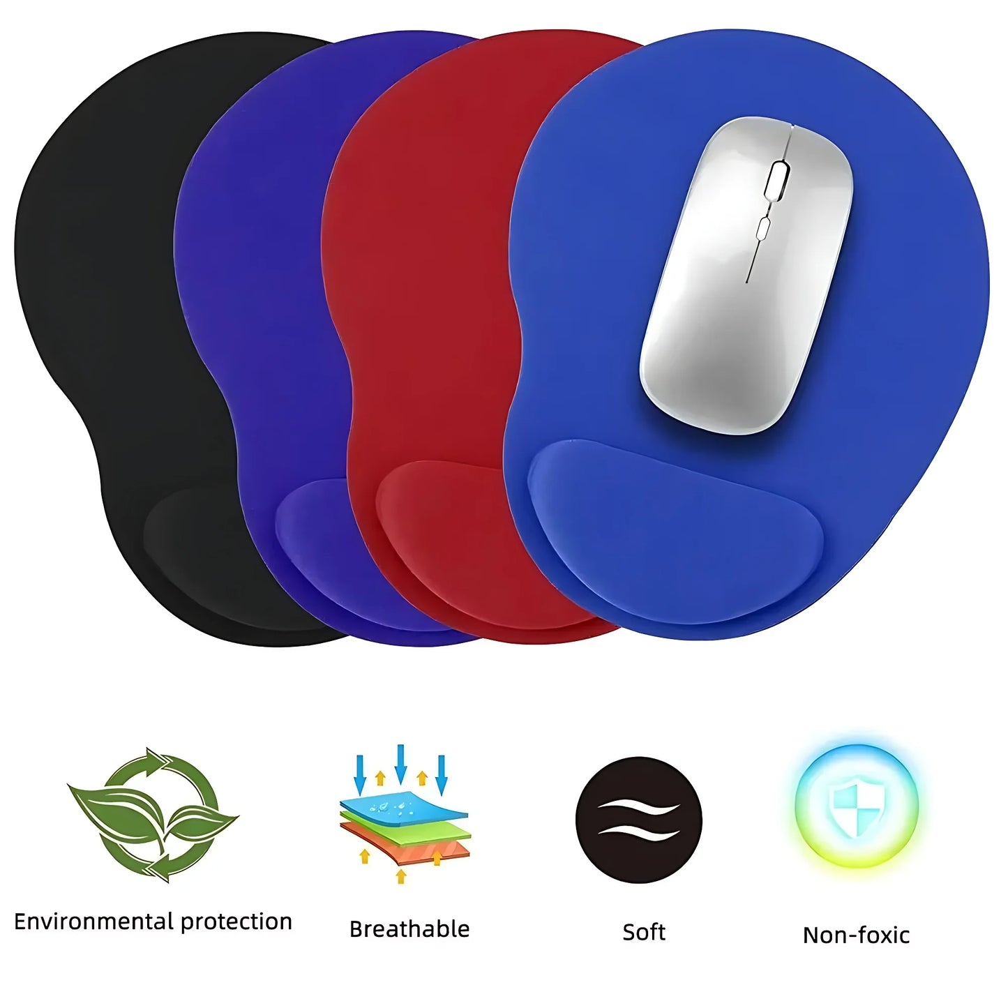 Tapis de souris ergonomique avec repose-poignet confortable et antidérapant, doux et confortable pour ordinateur portable