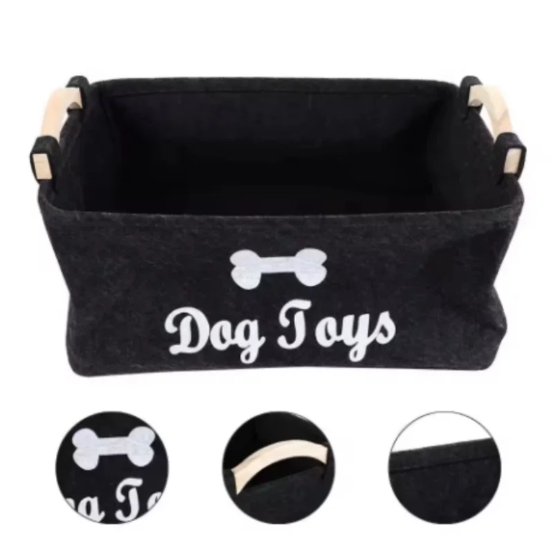 Une boîte de rangement pour jouets pour chats et chiens avec différents styles et types, en feutre et ne se décolore pas.