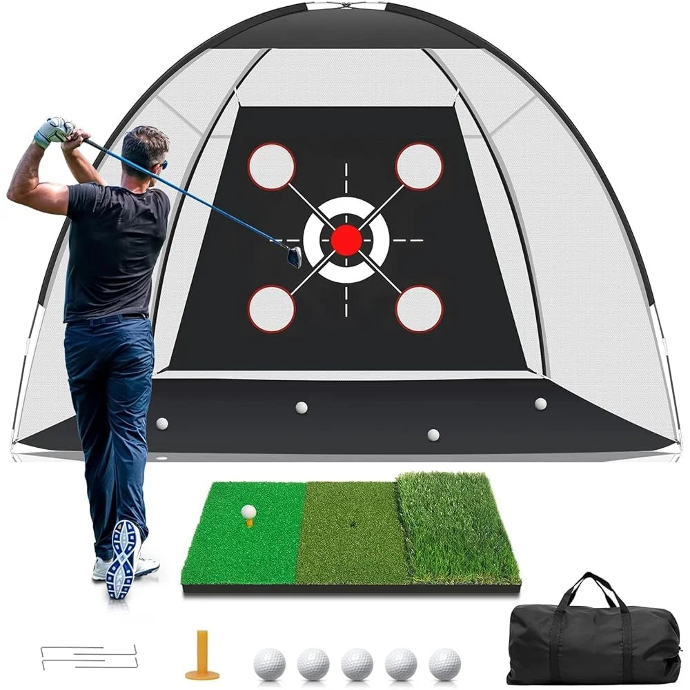 Filet d'entraînement de golf avec tapis d'aide à la frappe. Haute densité Durable, Sac de transport, Intérieur, Extérieur
