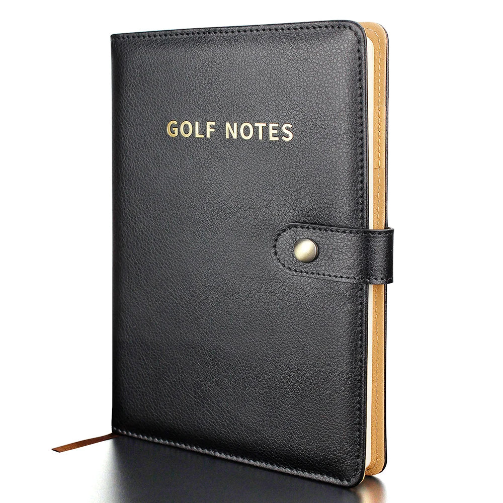 Porte-carte de score de golf en cuir noir, carnet de scores, journal de bord