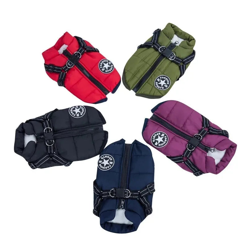Veste pour chien avec harnais, vêtements d'hiver chauds pour chien, manteau imperméable pour petit chien, chihuahua, bouledogue français