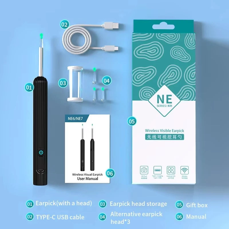 Nettoyeur d'oreilles haute précision, avec caméra et lumière LED