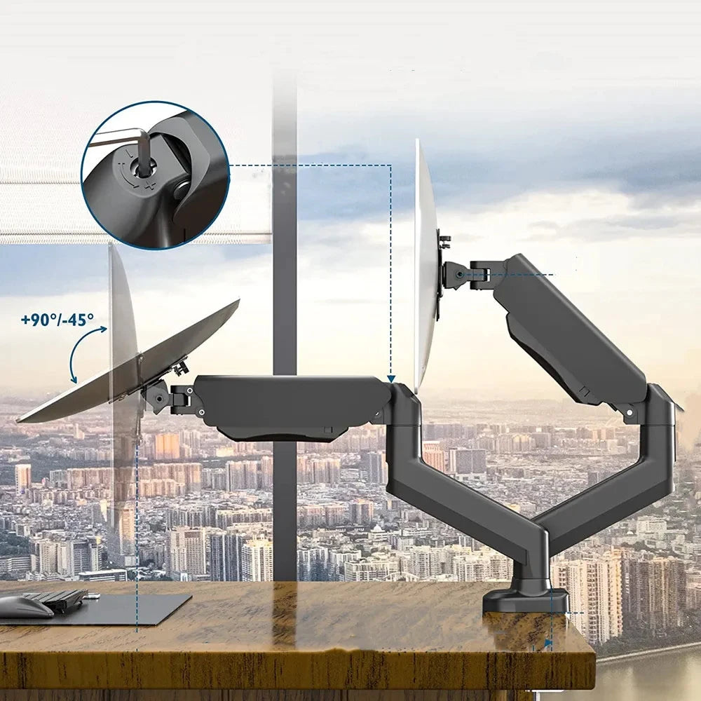 Support de moniteur réglable en hauteur VESA 100 x 100 mm pour deux écrans jusqu'à 32 pouces et 19,8 lb par écran