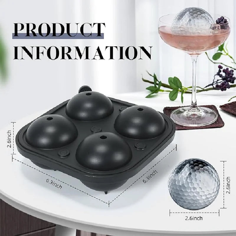 Moule à glaçons rond en silicone pour golf, spécial whisky, 4 grilles de golf, ustensiles de cuisine