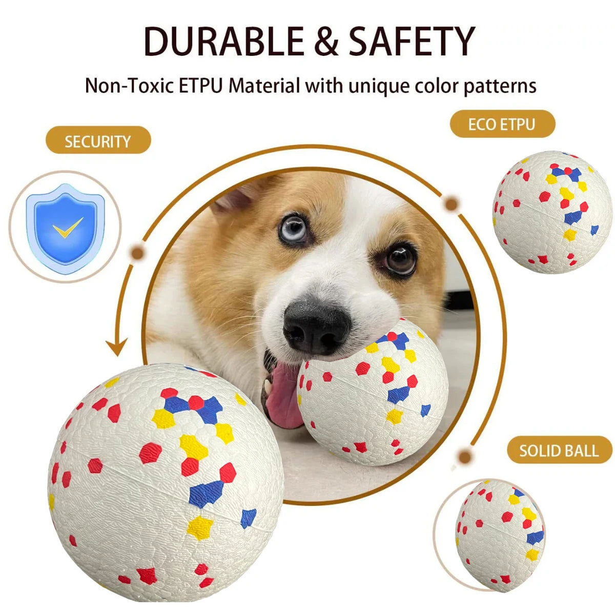 1/3/6/9Pcs Bite Resistant Solid Dog Ball Toys for Small Large Dogs High Elasticity E-TPU Pet Chew Ball Toy Interactive Puppy Toy