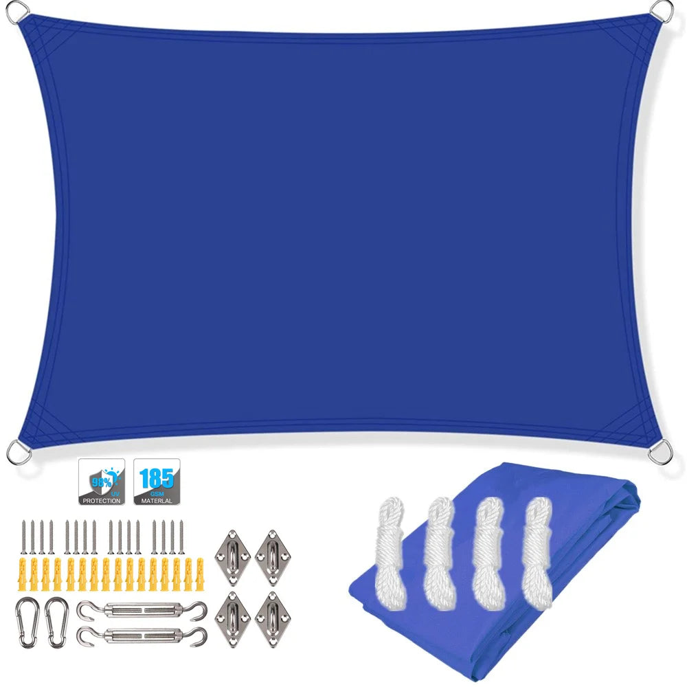 Voile d'ombrage rectangulaire imperméable et anti-UV pour jardin, terrasse, arrière-cour, terrasse, écran de confidentialité