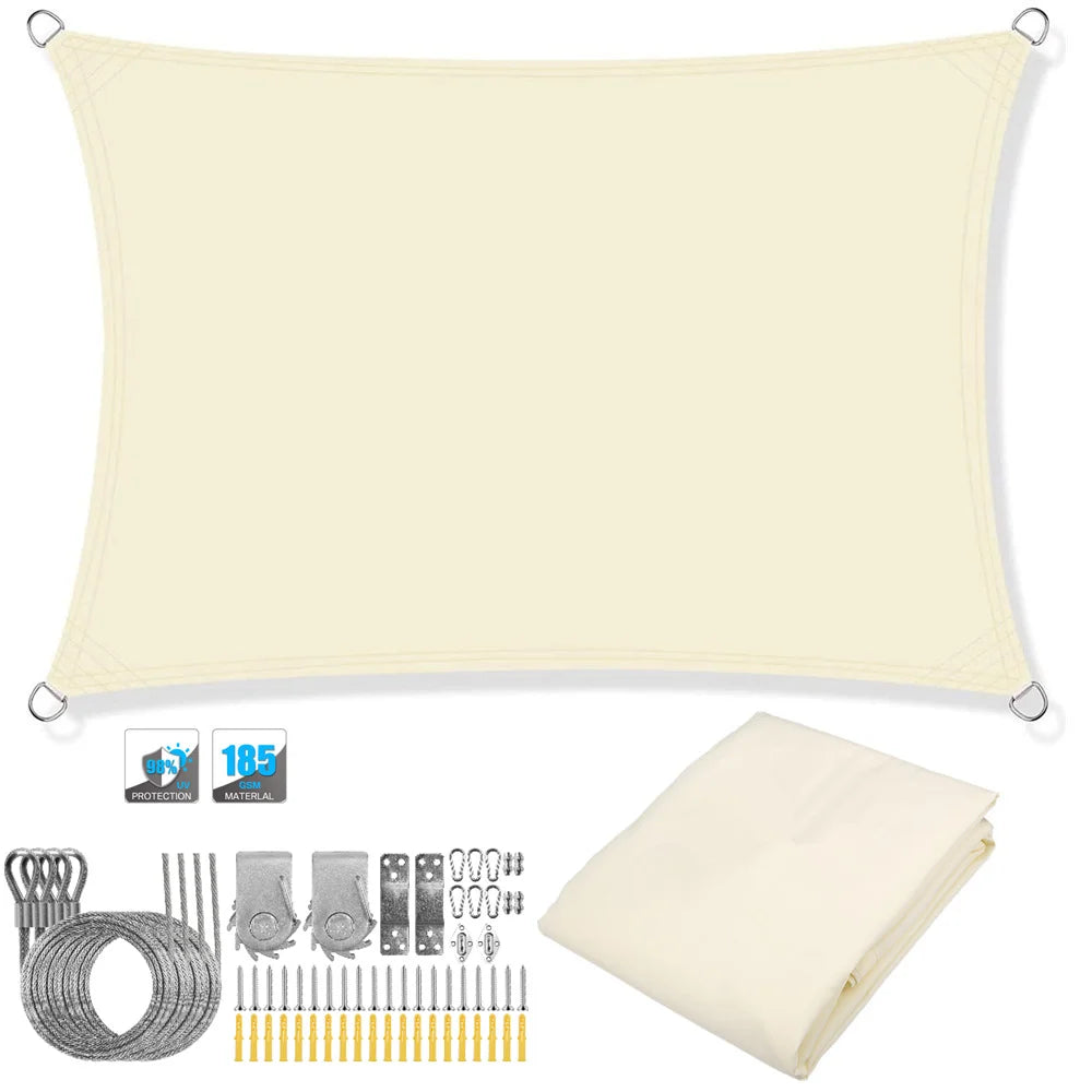 Voile d'ombrage rectangulaire imperméable et anti-UV pour jardin, terrasse, arrière-cour, terrasse, écran de confidentialité