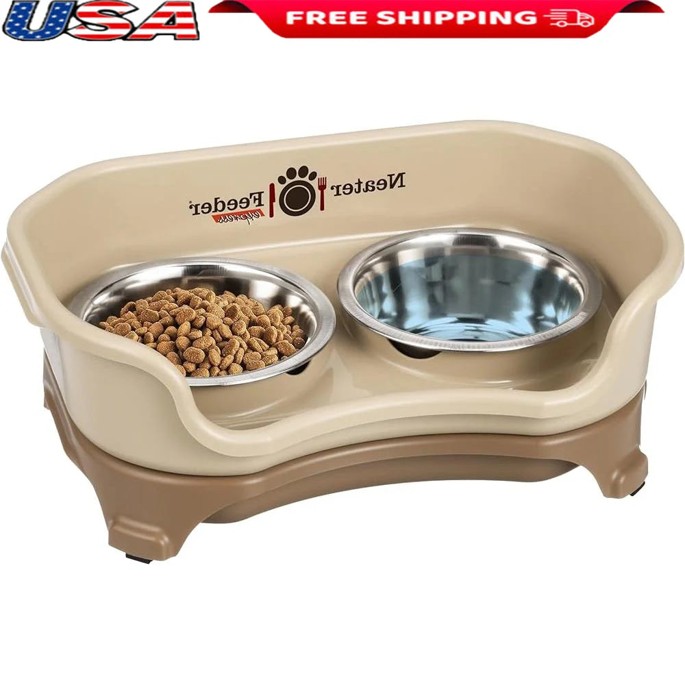Gamelles surélevées anti-dégâts pour chiens, anti-déversement, anti-basculement, en acier inoxydable, mangeoire pour petits chiens, lavable au lave-vaisselle, pieds en caoutchouc