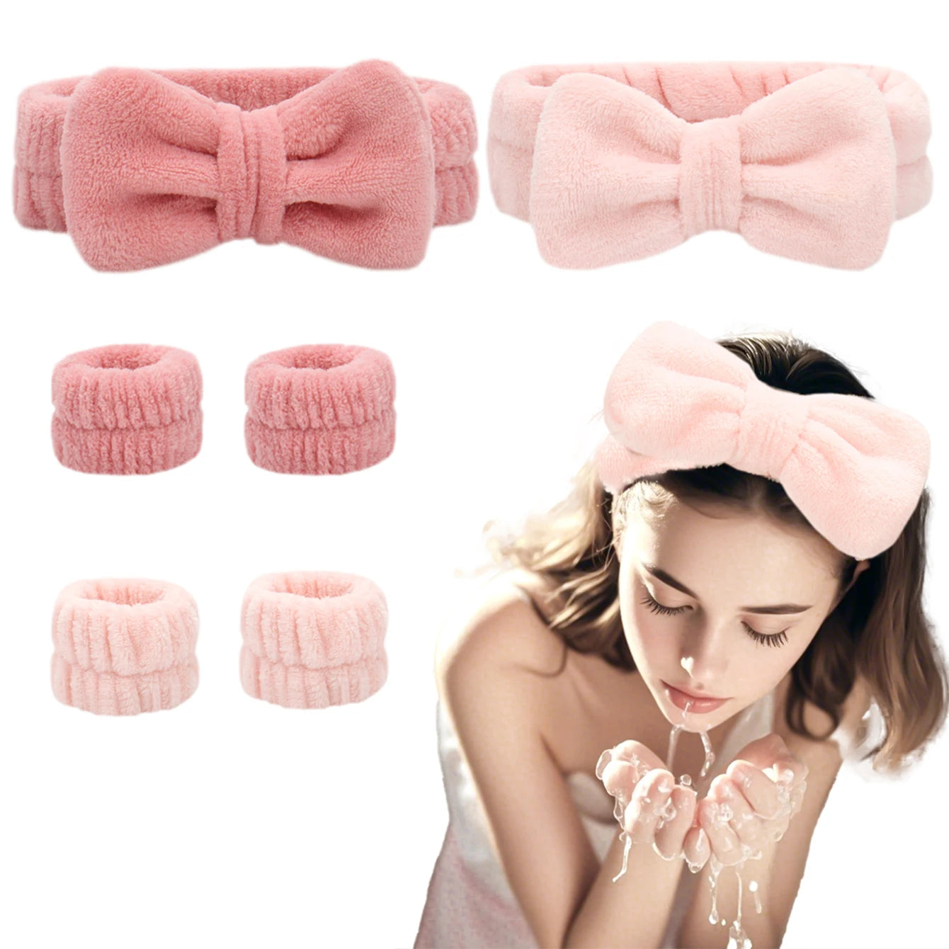 3 件套 Spa Headband Wristband for Washing Face Microfiber Makeup Towel Hair Bands Washband Scrunchies Absorbent Wrist Sweatband
