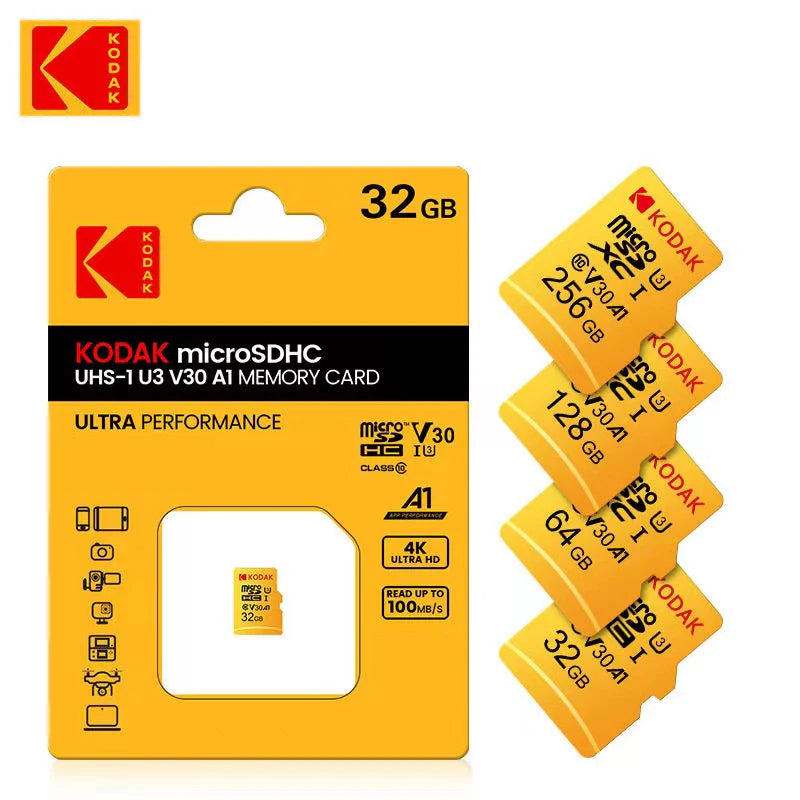 Kodak 32GB-256GB Micro SD Memory Card - High Speed Class 10 U3 UHS-I for Smartphones, Digital Cameras, Tablets and Drones