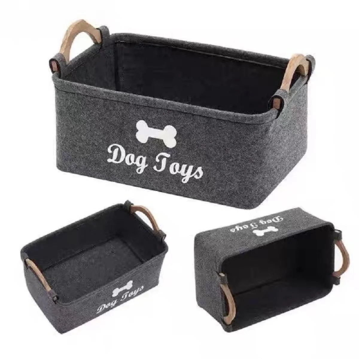 Une boîte de rangement pour jouets pour chats et chiens avec différents styles et types, en feutre et ne se décolore pas.