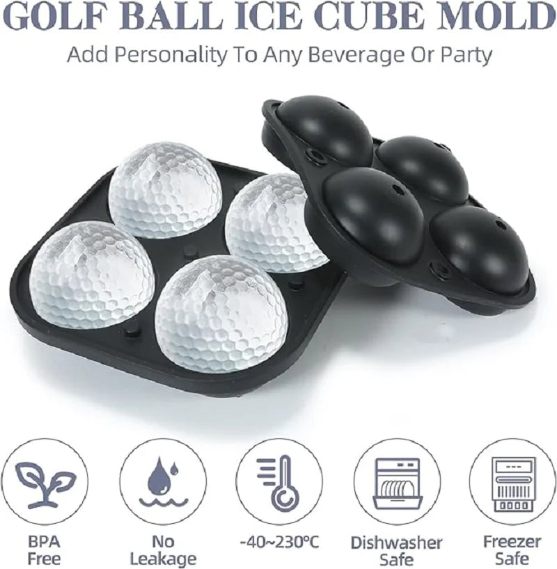 Moule à glaçons rond en silicone pour golf, spécial whisky, 4 grilles de golf, ustensiles de cuisine