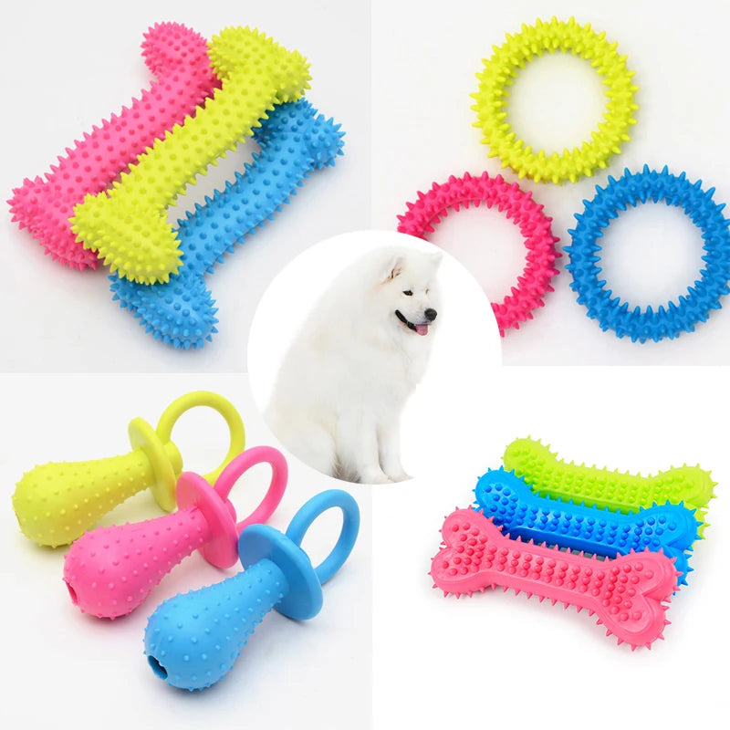 Jouet à mâcher en caoutchouc souple pour animaux de compagnie, résistant aux morsures, en forme d'os, pour broyer les dents, pour petits chiens, fournitures de dressage pour animaux de compagnie