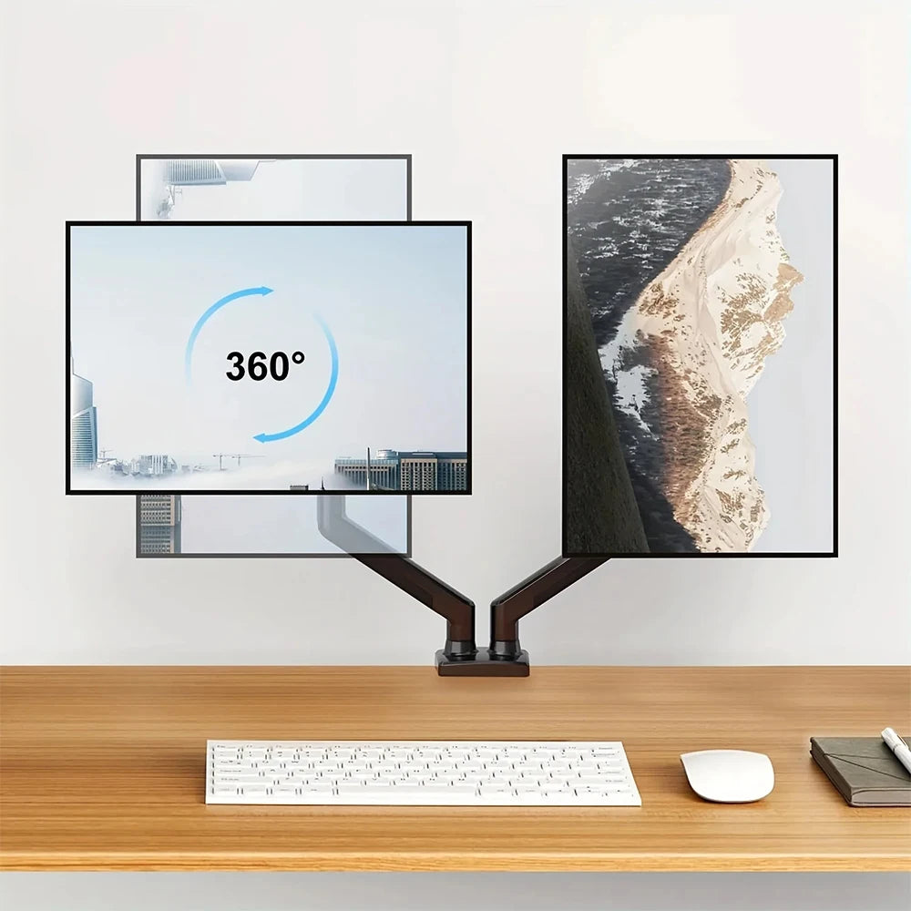 Support de moniteur réglable en hauteur VESA 100 x 100 mm pour deux écrans jusqu'à 32 pouces et 19,8 lb par écran