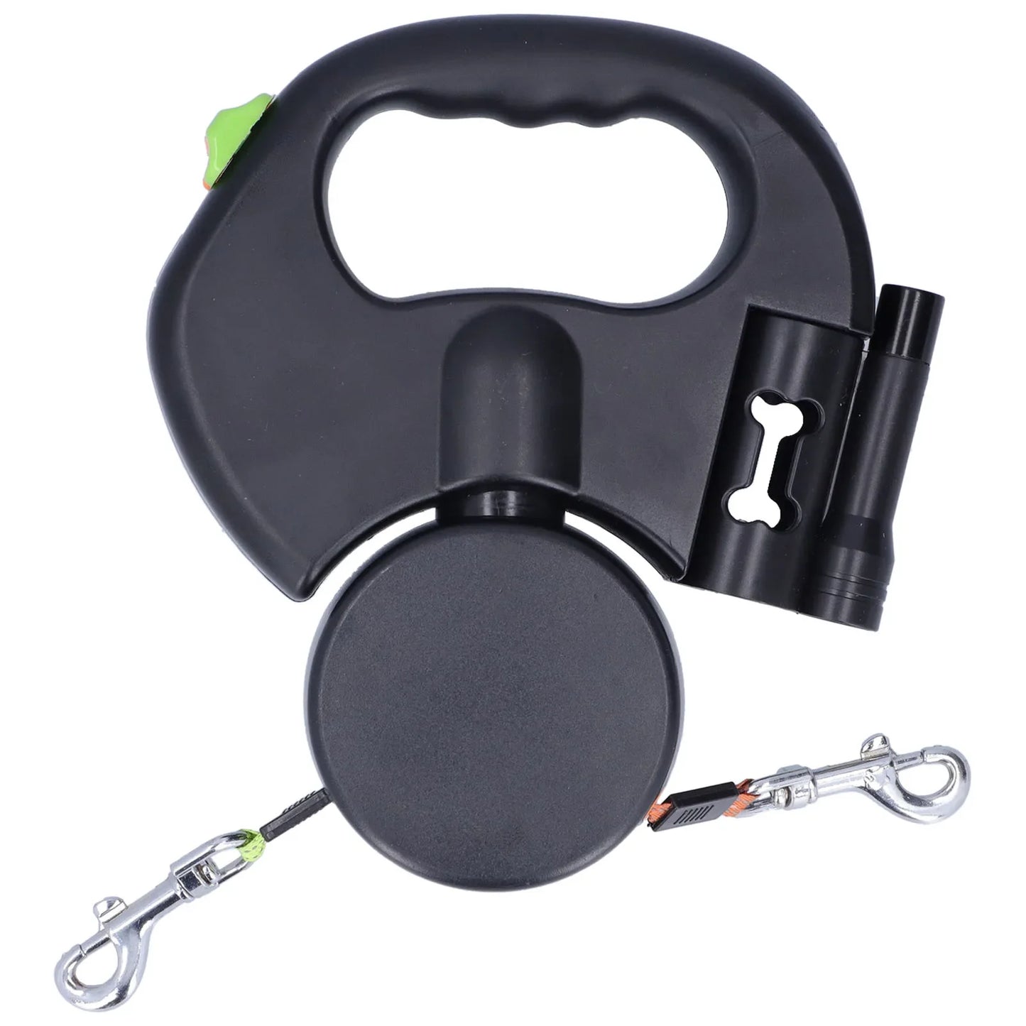 Laisses double rétractables doubles pour chien avec lampe de poche et distributeur de sacs