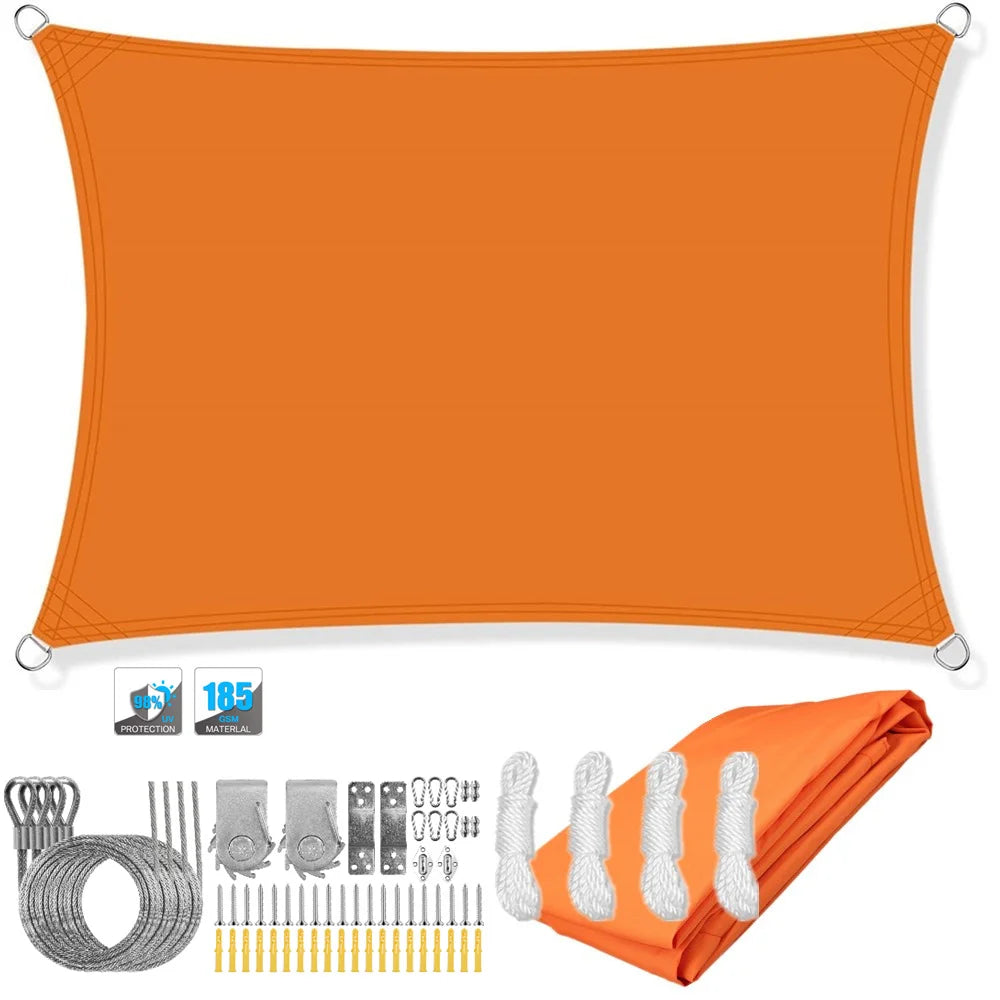 Voile d'ombrage rectangulaire imperméable et anti-UV pour jardin, terrasse, arrière-cour, terrasse, écran de confidentialité