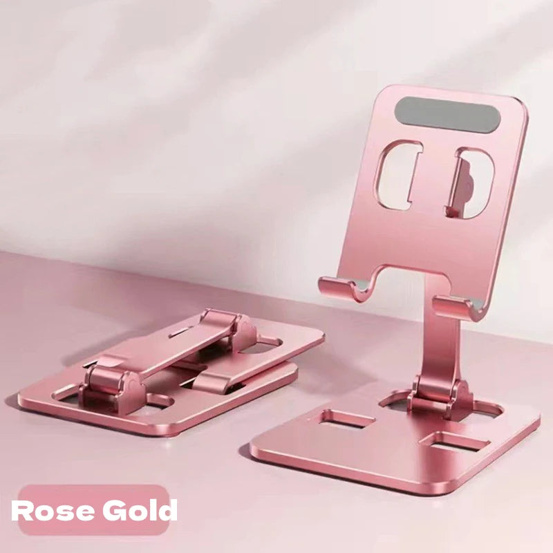All Metal Aluminum 360 Rotation Mobile Phone Holder Universal Bracket Folding Double Shaft Design Stable Anti Fall