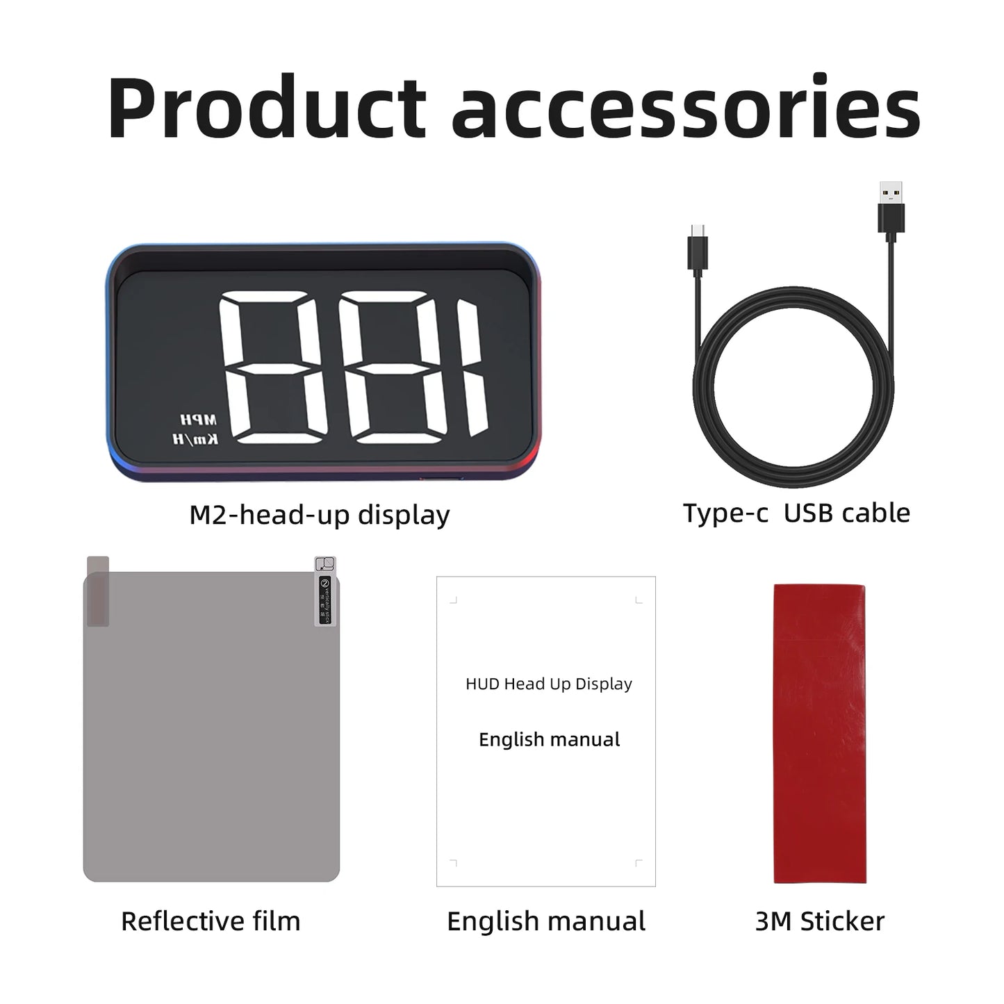 Car Speedometer KM/H HUD GPS Head Up Display Digital Speed Meter Windshield Projector For Vehicles Auto Electronics Accessories