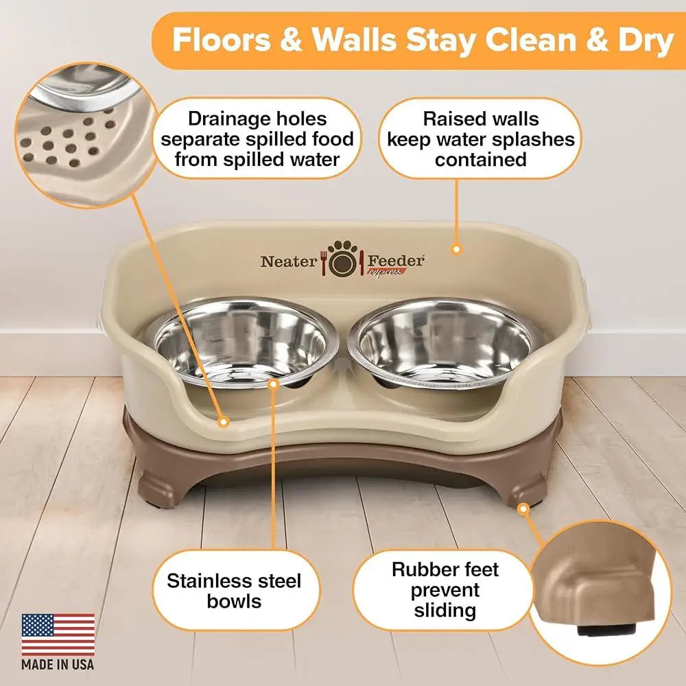 Gamelles surélevées anti-dégâts pour chiens, anti-déversement, anti-basculement, en acier inoxydable, mangeoire pour petits chiens, lavable au lave-vaisselle, pieds en caoutchouc