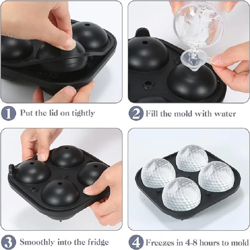 Moule à glaçons rond en silicone pour golf, spécial whisky, 4 grilles de golf, ustensiles de cuisine