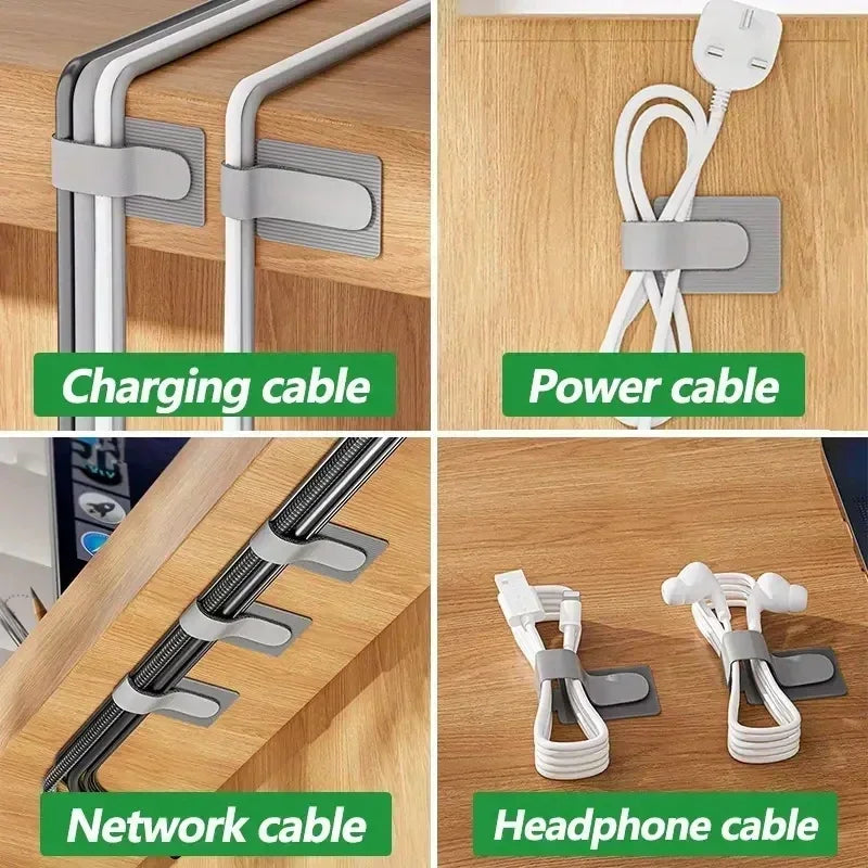 Lot de 5 organiseurs de câbles réutilisables, enrouleurs de câbles de bureau, organiseurs de serre-câbles auto-adhésifs, supports de cordons, sangles de protection de cordons
