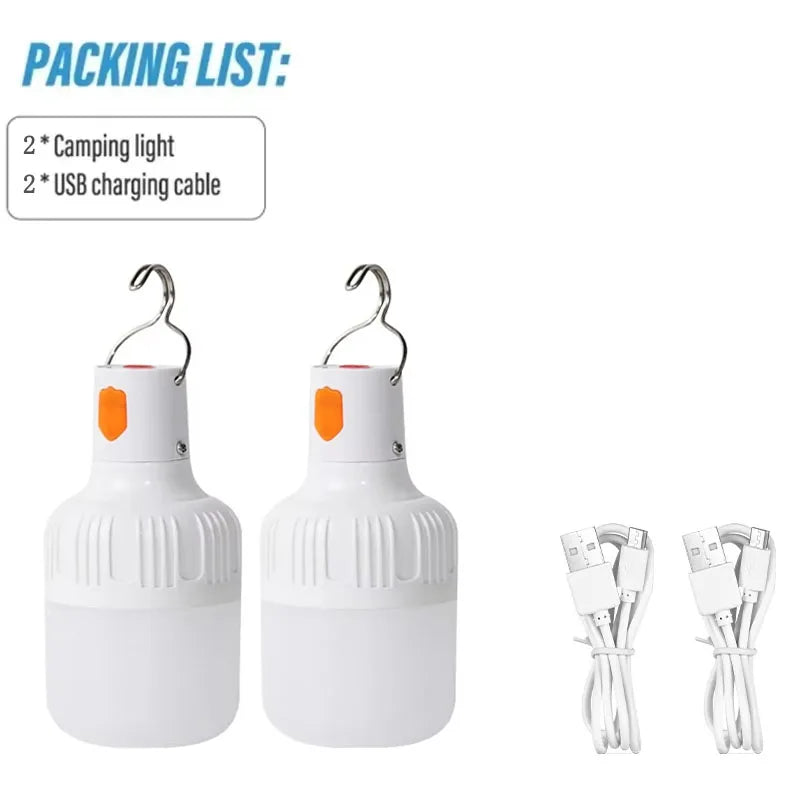 Portable Rechargeable LED Street Camping Light with Hook Dimmable Tent Lantern USB Charging Emergency Multifunctional LED Lamp