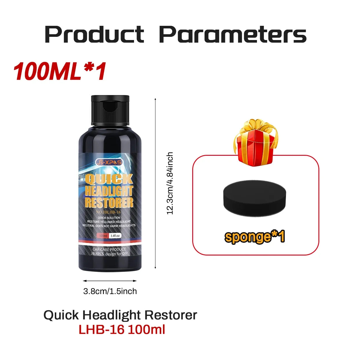 Car Quick Headlight Restoration Polishing Kits Headlamp Remover Repair Cleaning Remove Oxidation Headlight Polish Liquid LHB-16