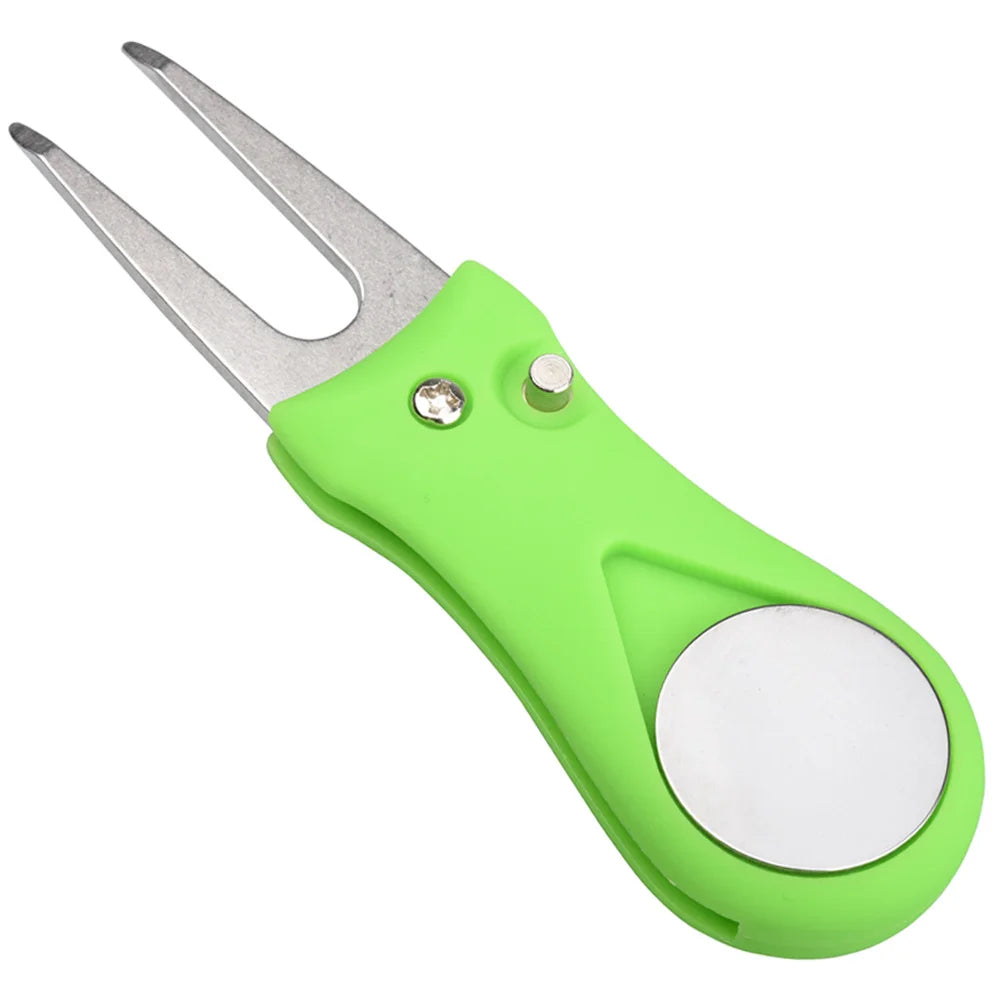 1PC Golf Divot Repair Tool With Ball Marker Pitch Mark Fork Golf Pitchfork Golf Accessories Foldable Divot Repair Tool