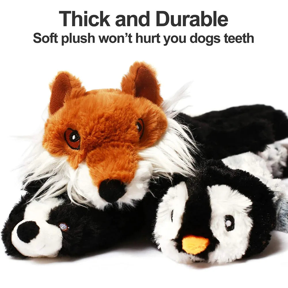 Jouet amusant pour chien, sans rembourrage, avec couineurs, en peluche durable, sans rembourrage, à mâcher