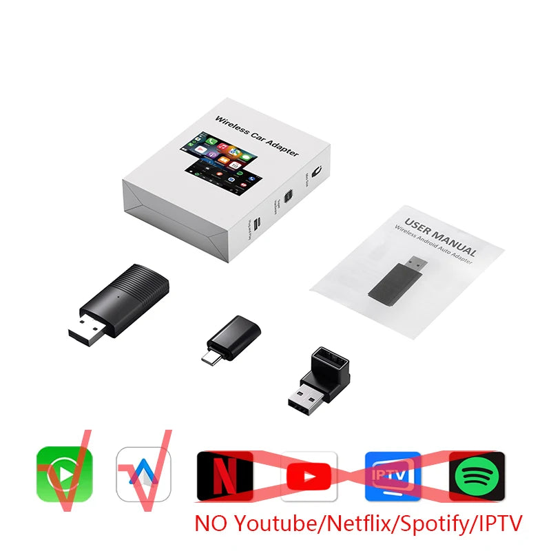 OTTOCAST Play2 Video Pro Wireless Carplay Adapter Android Auto Video Ai Box Built in Youtube Netflix for Car with Wired Carplay